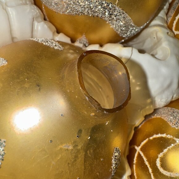 6 Vtg Lanissa Glass Christmas Ornaments Gold, Box, 3" - Picture 5 of 8